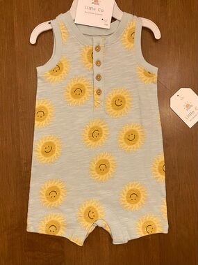 Little Co. 6M Baby Romper in Sun Print. 100% Organic Cotton